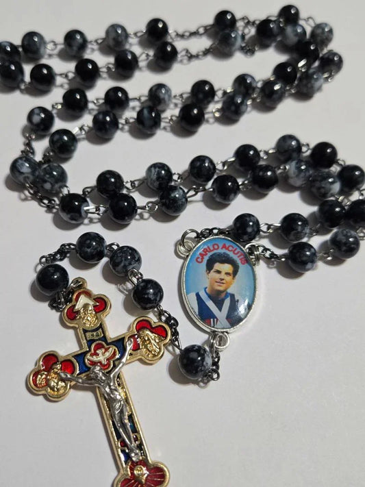 Black Marble Carlos Jubilee Rosary – Celebration of Canonization and Jubilee Year - Ysleta Mission Gift Shop