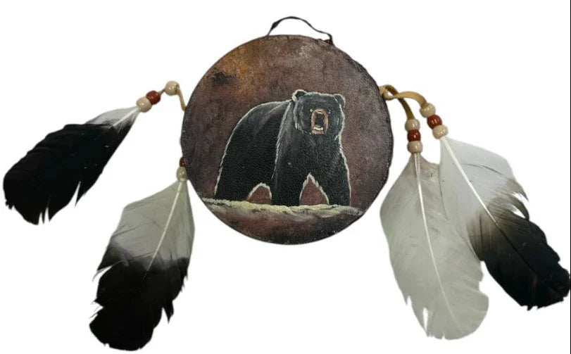 Hand-Painted Mini Rawhide Drum – Mexican Souvenir or Musical Gift (4") - Ysleta Mission Gift Shop