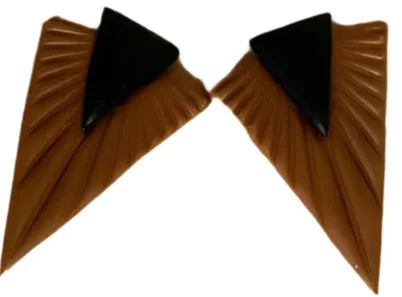 Black and Brown Arrowhead Earrings – Polymer Clay & Gold-Plated Stainless Steel Studs - Ysleta Mission Gift Shop
