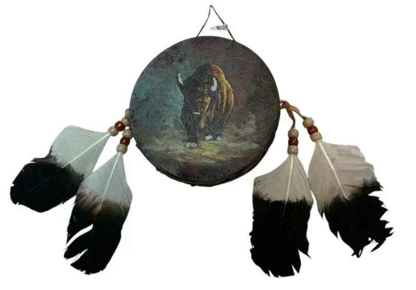 Hand-Painted Mini Rawhide Drum – Mexican Souvenir or Musical Gift (4") - Ysleta Mission Gift Shop