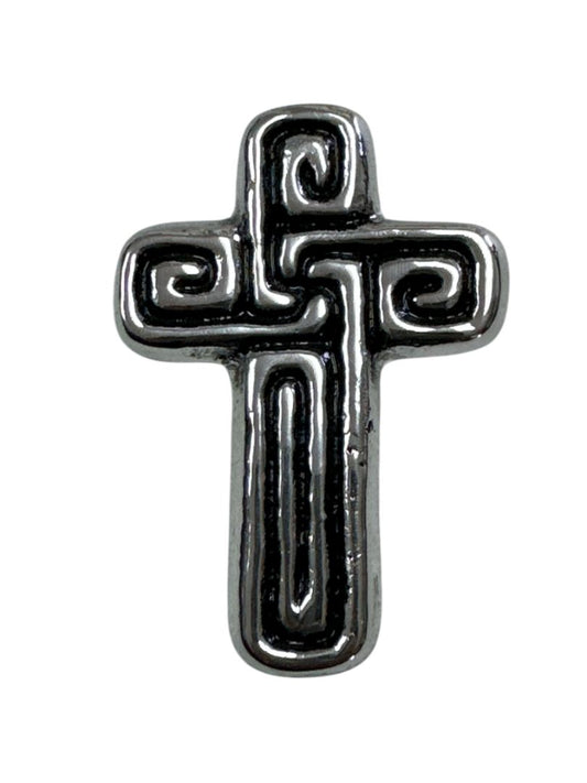 Small Handcrafted Pewter Cross – 3.5 Silver-Finished Religious Accent, Made in Mexico - Ysleta Mission Gift Shop