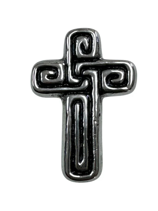 Small Handcrafted Pewter Cross – 3.5 Silver-Finished Religious Accent, Made in Mexico - Ysleta Mission Gift Shop