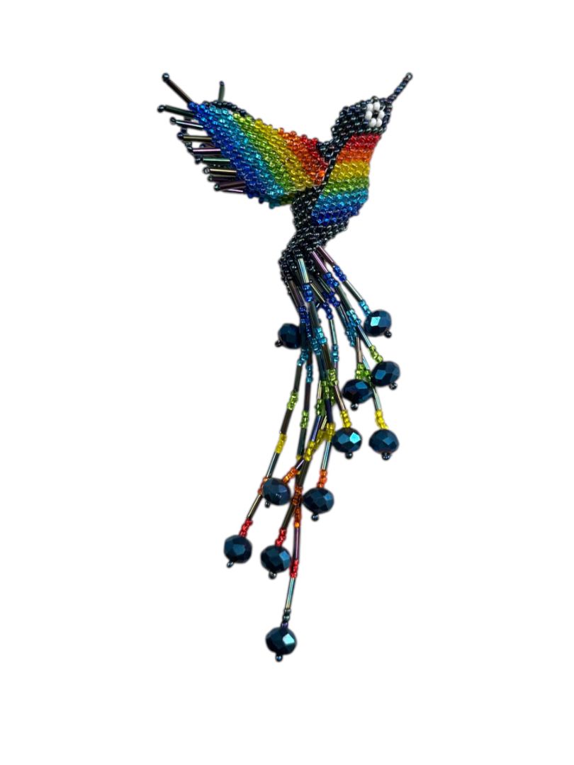 Handcrafted Beaded Hummingbirds Ornament - Mexican Charm for Bag, Keychain & Decor