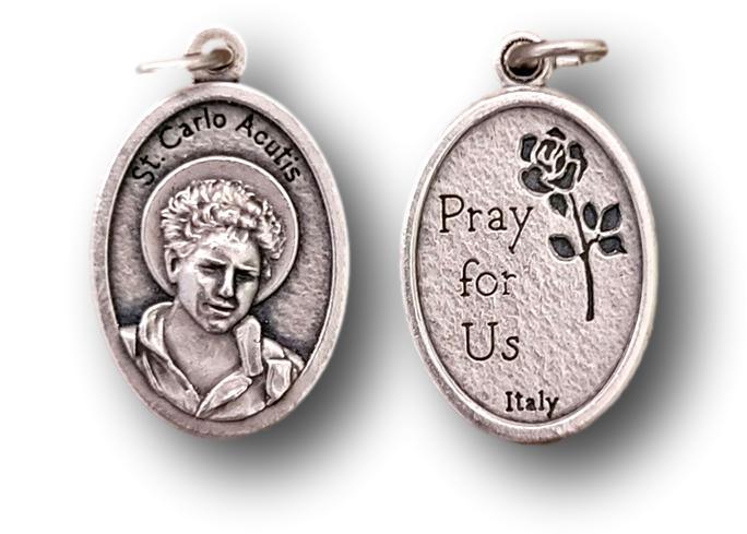 Carlos Acutis 1" Oxidized Medal – Pocket-Sized Devotional Pendant: - Ysleta Mission Gift Shop