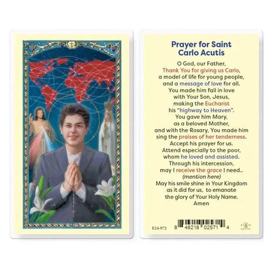 Carlo Acutis Laminated Prayer Card - E24-972 - Ysleta Mission Gift Shop
