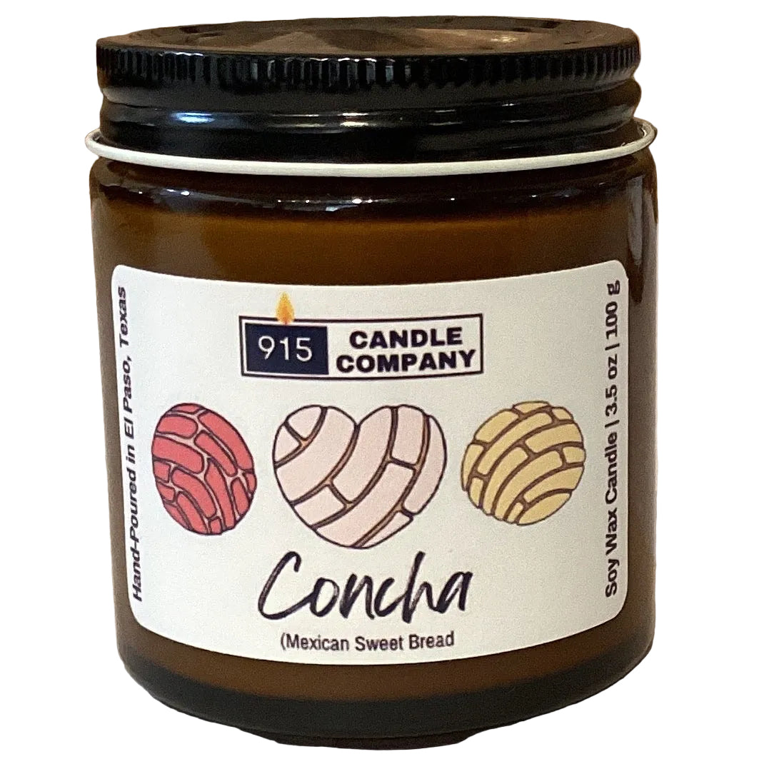 Karin Melson Concha Mexican sweet bread scented soy wax candle, 3.5 oz, inspired by traditional pan dulce, decorative souvenir candle