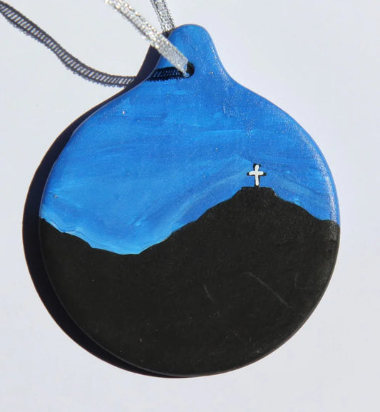 Ornament Star With Blue Night Sky, Ceramic 3.26" X 3.8" - Ysleta Mission Gift Shop