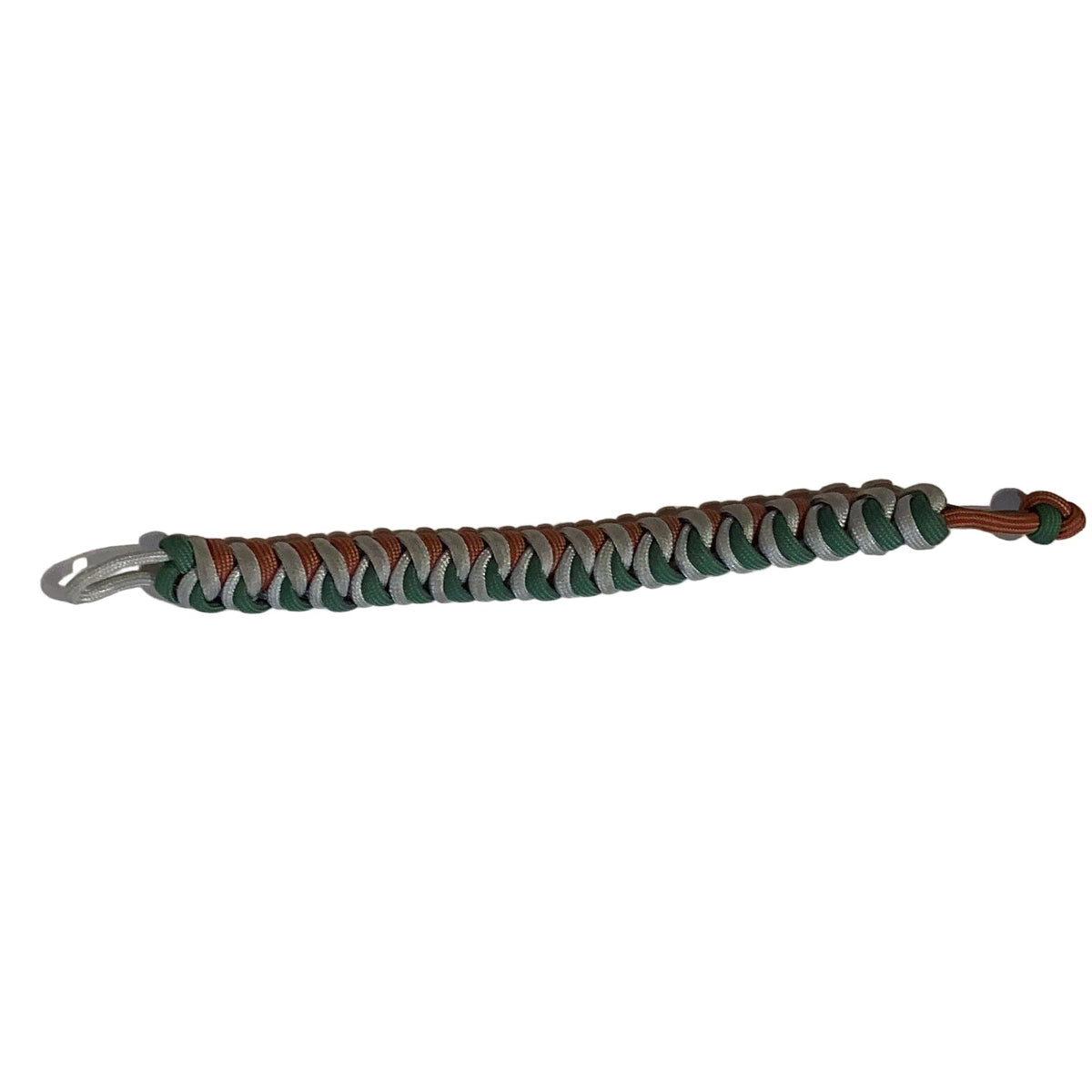 Colorful braided rope paracord keychain with metal keyring, designed for handbags and wallets, by Ysleta Mission Gift Shop.