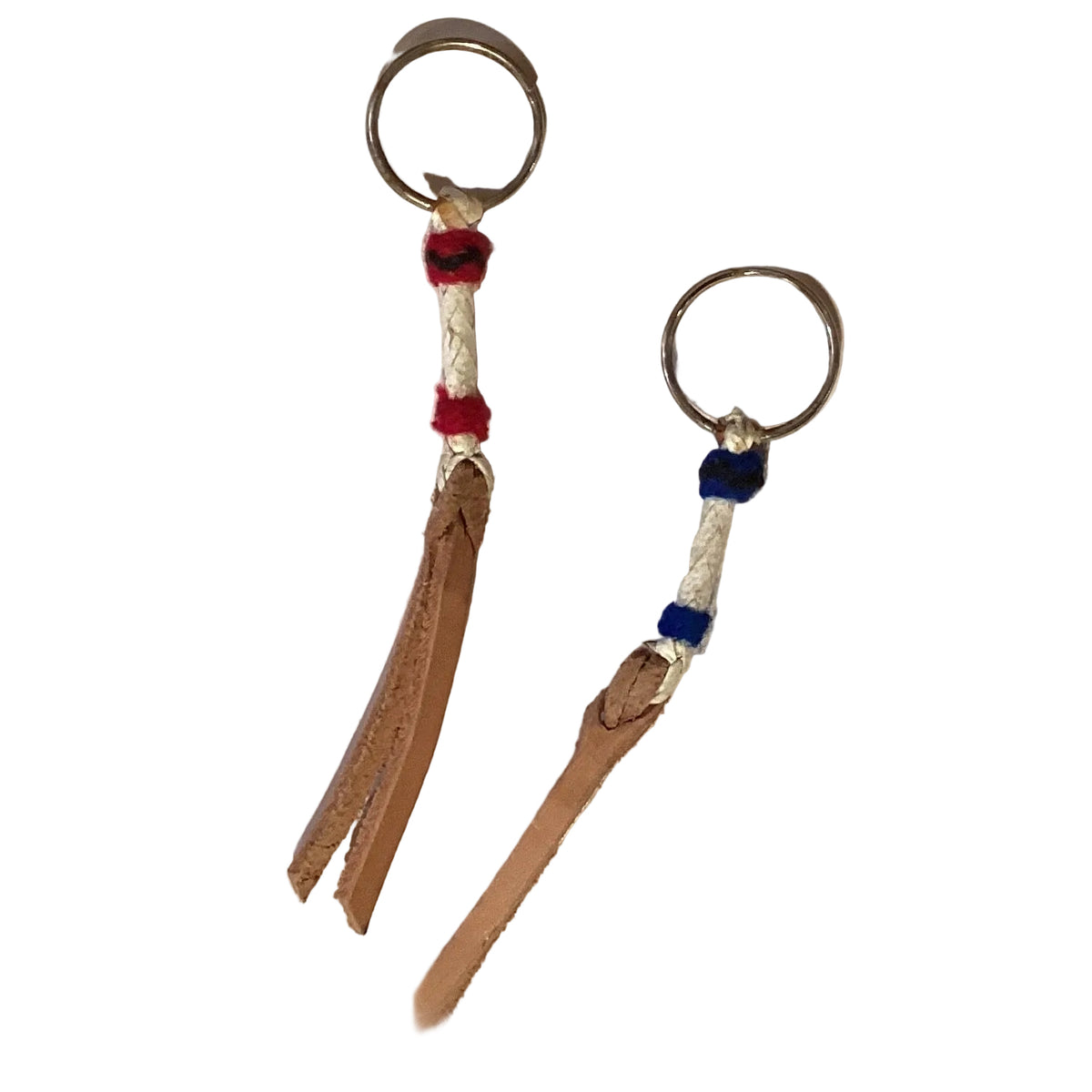 Western leather keychain with Southwestern style design, 4 inches, from Ysleta Mission Gift Shop.