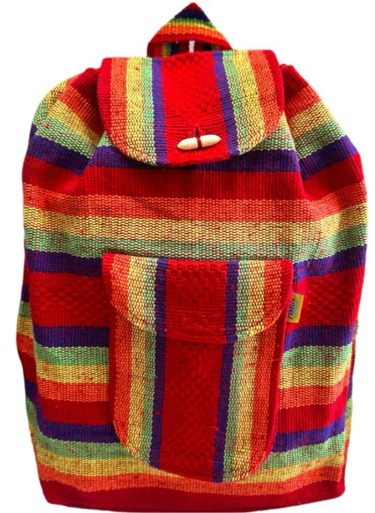 Pinzon Rainbow Backpack Colorful Artisan Backpack from Mexico - Ysleta Mission Gift Shop