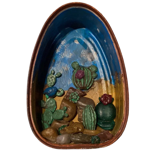Tin Western Ambiance Terrarium by Ysleta Mission Gift Shop showcasing a rustic metal terrarium with Western-themed décor elements.