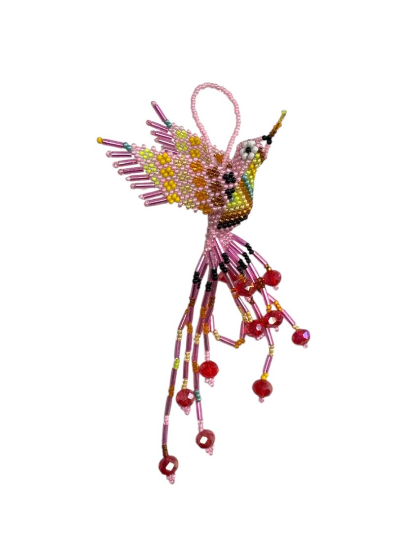 Handcrafted Beaded Hummingbirds Ornament - Mexican Charm for Bag, Keychain & Decor