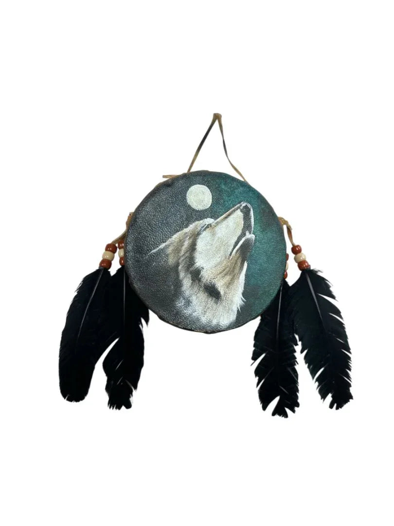 Hand-Painted Mini Rawhide Drum – Mexican Souvenir or Musical Gift (4") - Ysleta Mission Gift Shop