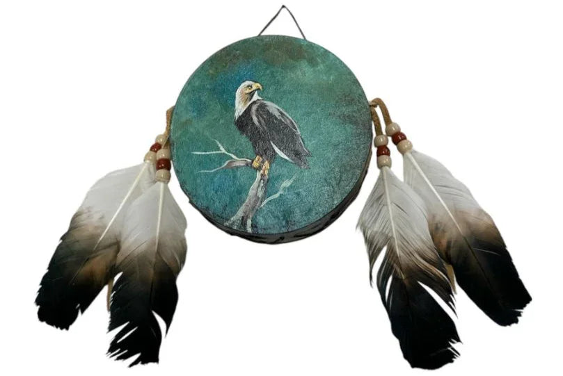 Hand-Painted Mini Rawhide Drum – Mexican Souvenir or Musical Gift (4") - Ysleta Mission Gift Shop