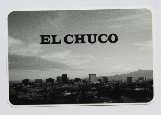 El Chuco Black & White Vinyl Matte Sticker – 2" x 3" Borderland Pride - Ysleta Mission Gift Shop