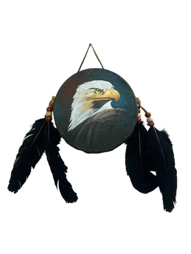 Hand-Painted Mini Rawhide Drum – Mexican Souvenir or Musical Gift (4") - Ysleta Mission Gift Shop