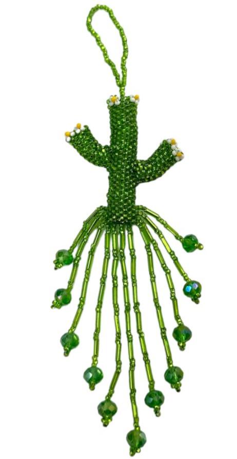 Handmade Beaded Sahuaro Unique Seed Bead Art from Mexico