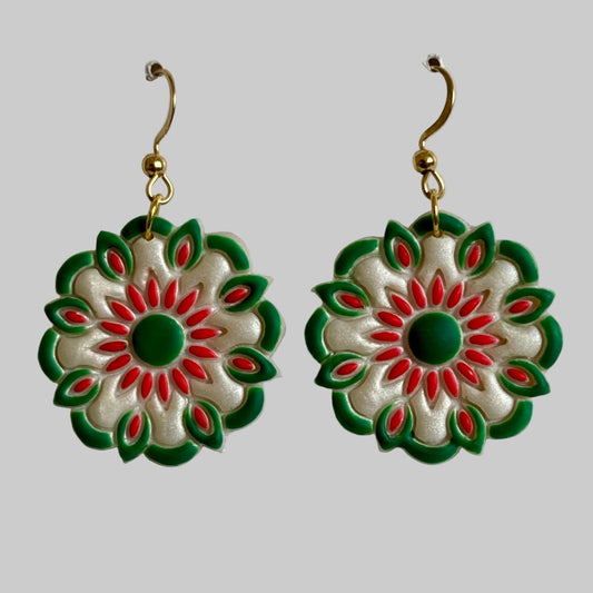 Fiesta Polymer Clay Dangle Earrings – 1"x1" with Stainless Steel Hooks - Ysleta Mission Gift Shop