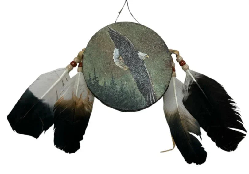 Hand-Painted Mini Rawhide Drum – Mexican Souvenir or Musical Gift (4") - Ysleta Mission Gift Shop