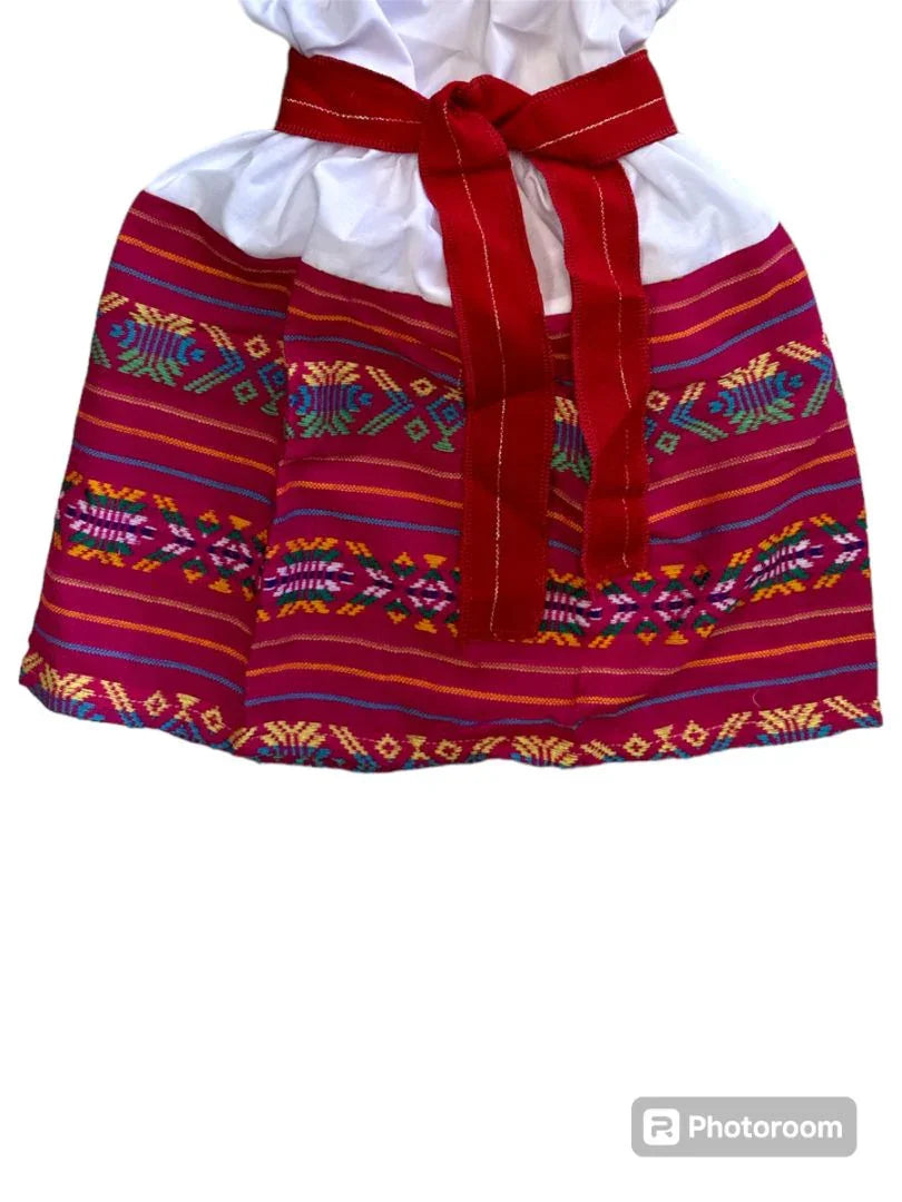 Girl's 3-Piece Mexican Embroidered Tunic Set – Handmade Skirt, Shirt & Belt from Puebla (Assorted Colors) - Ysleta Mission Gift Shop