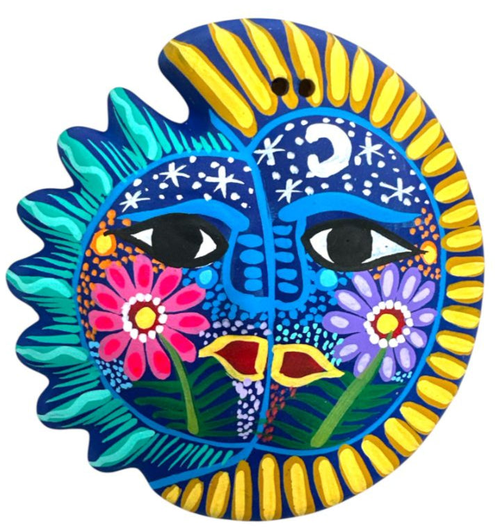 Hand-Painted Ceramic Eclipse Wall Decor – Sun & Moon Folk Art from Mexico