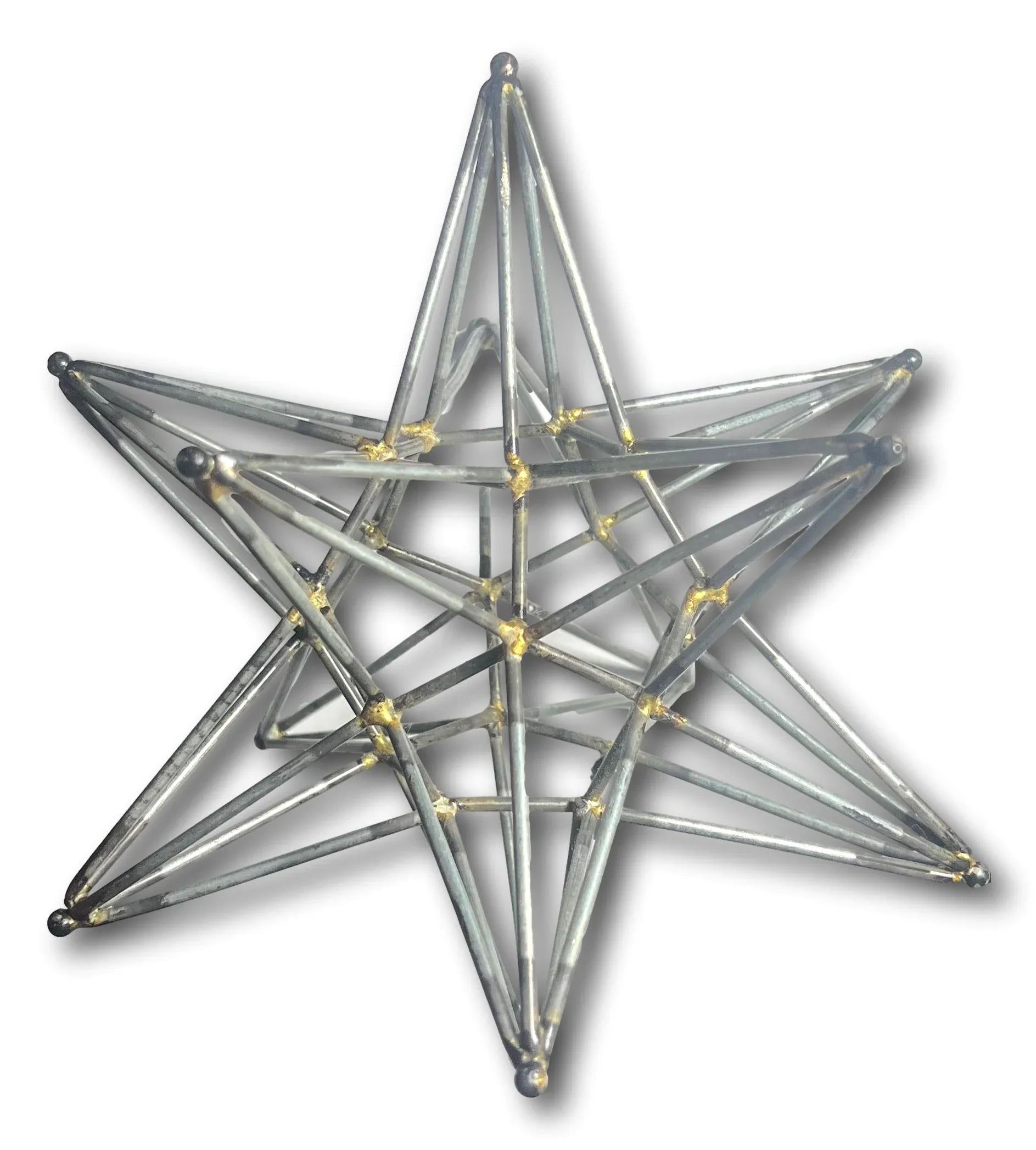 Handcrafted 12-Point 3D Metal Star – 7" Geometric Sculpture Figurine - Ysleta Mission Gift Shop