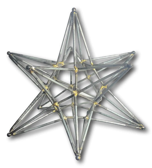 Handcrafted 12-Point 3D Metal Star – 7" Geometric Sculpture Figurine - Ysleta Mission Gift Shop