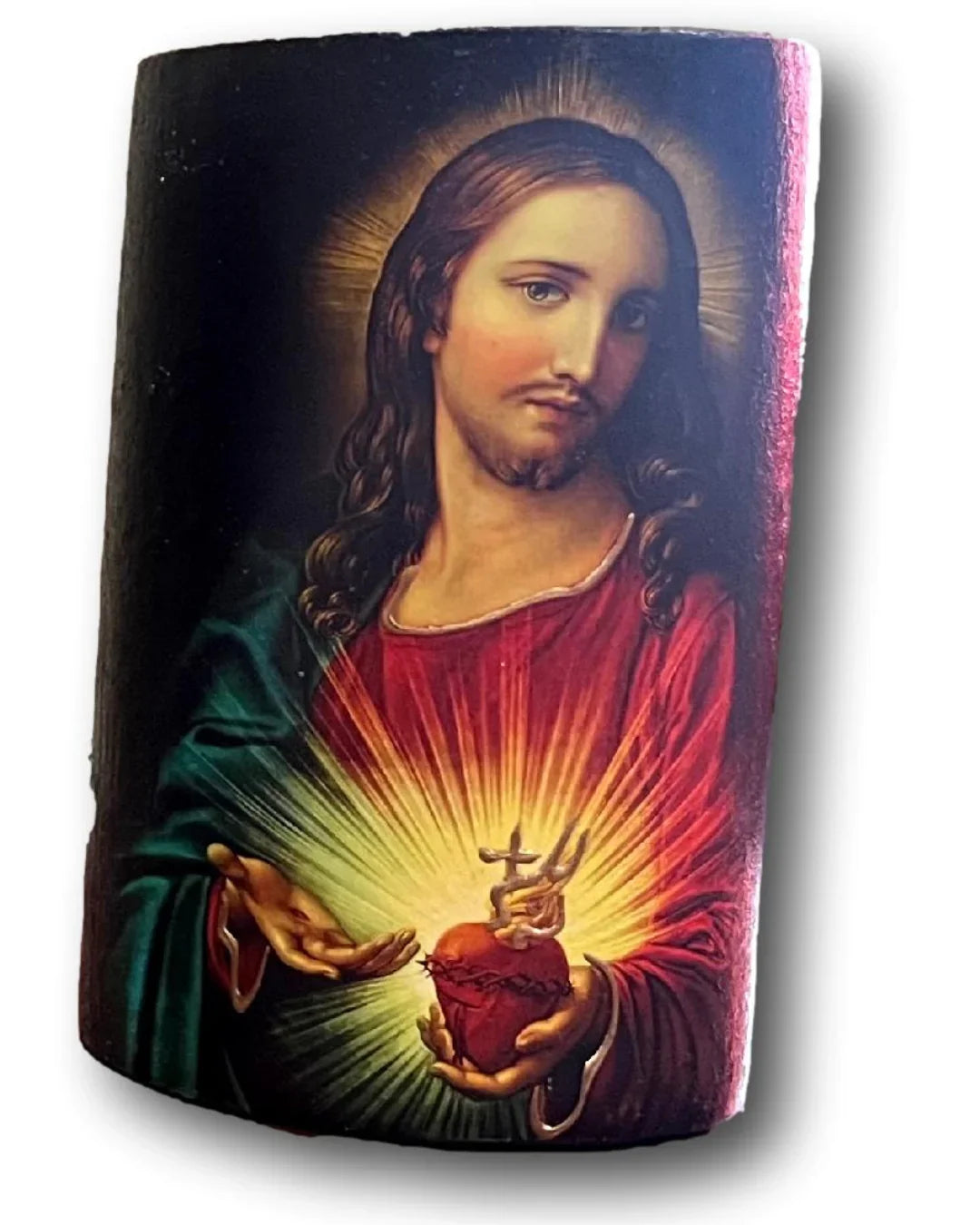 Handmade Mexican Clay Candle Holders – Saint Jude, Sorrowful Mary, Virgen de Guadalupe & Sacred Heart - Ysleta Mission Gift Shop