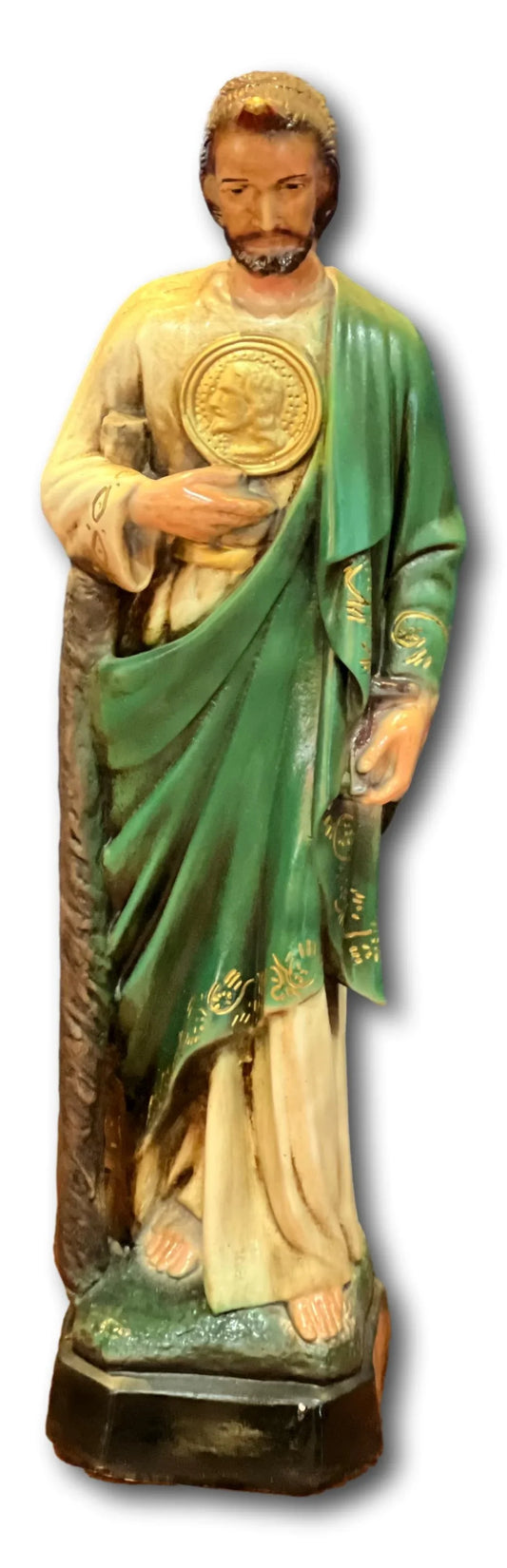 Handpainted Saint Jude Statue 36" – Plaster of Paris, Made in Mexico - Ysleta Mission Gift Shop