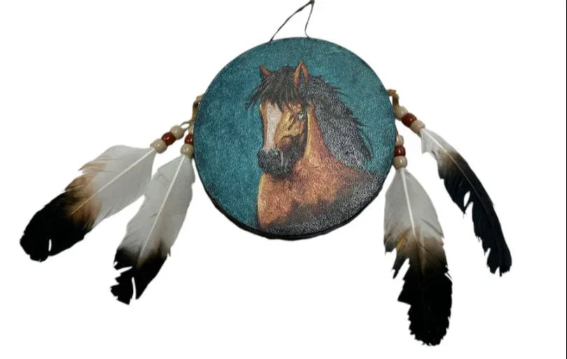 Hand-Painted Mini Rawhide Drum – Mexican Souvenir or Musical Gift (4") - Ysleta Mission Gift Shop
