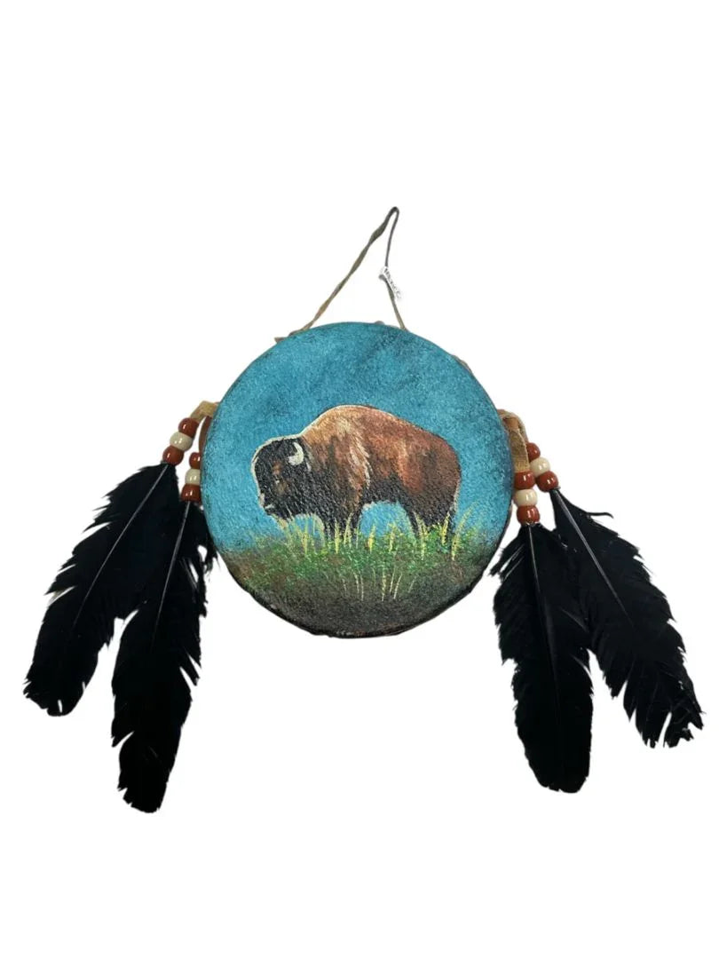 Hand-Painted Mini Rawhide Drum – Mexican Souvenir or Musical Gift (4") - Ysleta Mission Gift Shop