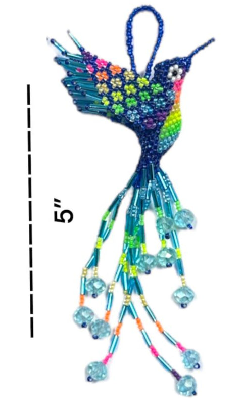 Handcrafted Beaded Hummingbirds Ornament - Mexican Charm for Bag, Keychain & Decor