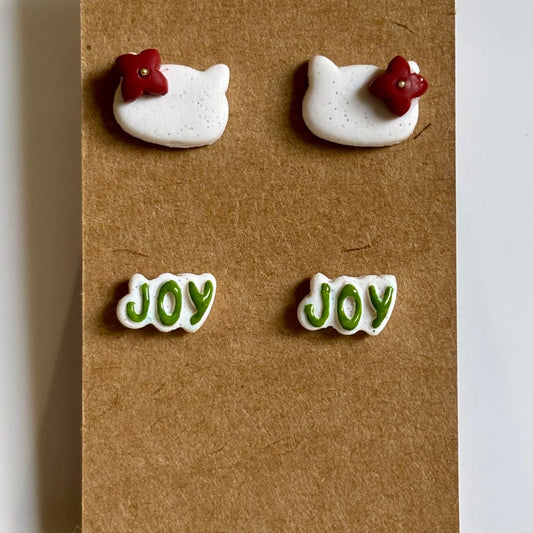Polymer Clay Holiday Stud Pack Earrings, stainless steel stud posts - Ysleta Mission Gift Shop