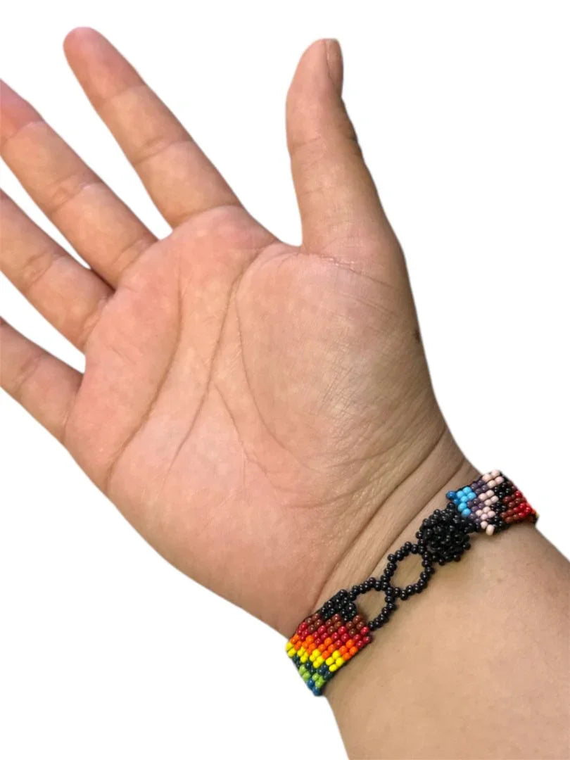 Hand-Beaded Artisan Cuff Bracelet from Mexico - Colorful Mexican Bracelet with Intricate Patterns - Ysleta Mission Gift Shop