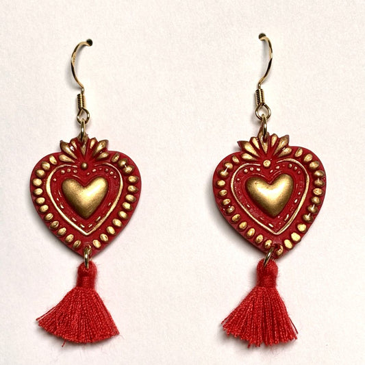 Sacred Heart Clay Earrings – Handcrafted Symbol of Love