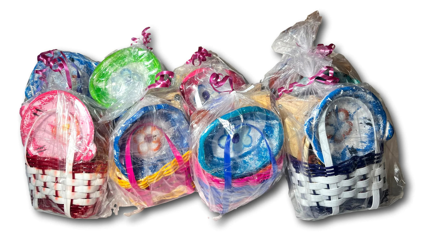 Traditional Pottery Play Set - Mini Pottery Collection with Basket Bag | Mexican Handcrafted Play Set - Ysleta Mission Gift Shop