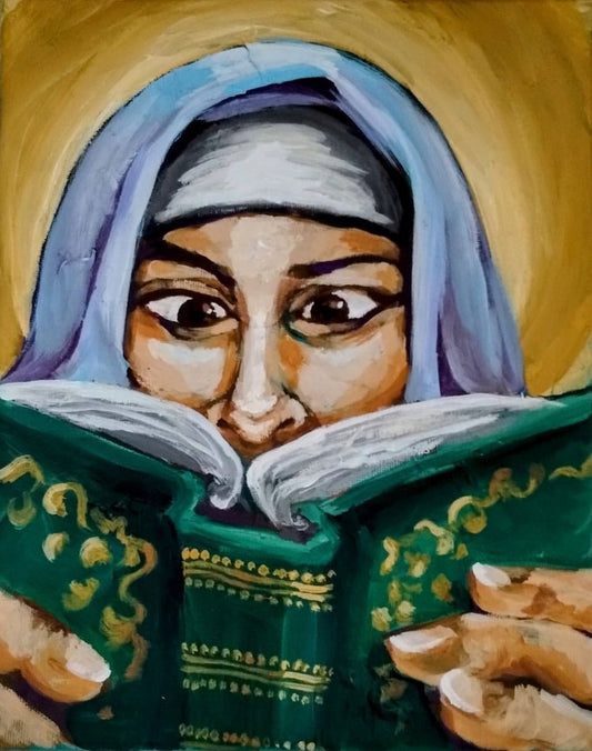 Original Art Saint Theresa of Avila Reading Acrylic 8x10 Stretched Canvas