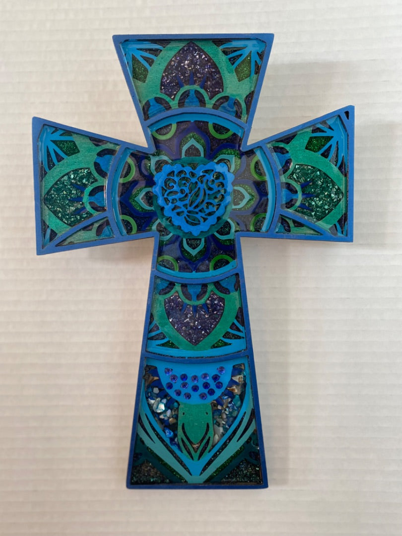 Blue Everlasting Love Acrylic Cross