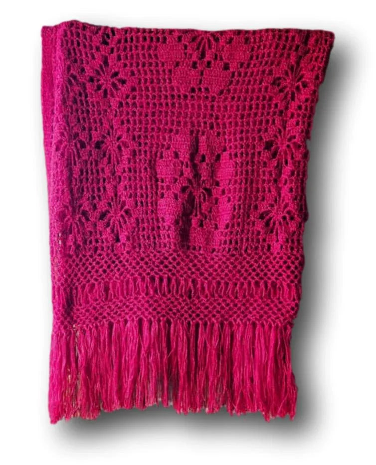 Handcrafted Knit Shawl with Fringe – Made in Mexico - Ysleta Mission Gift Shop