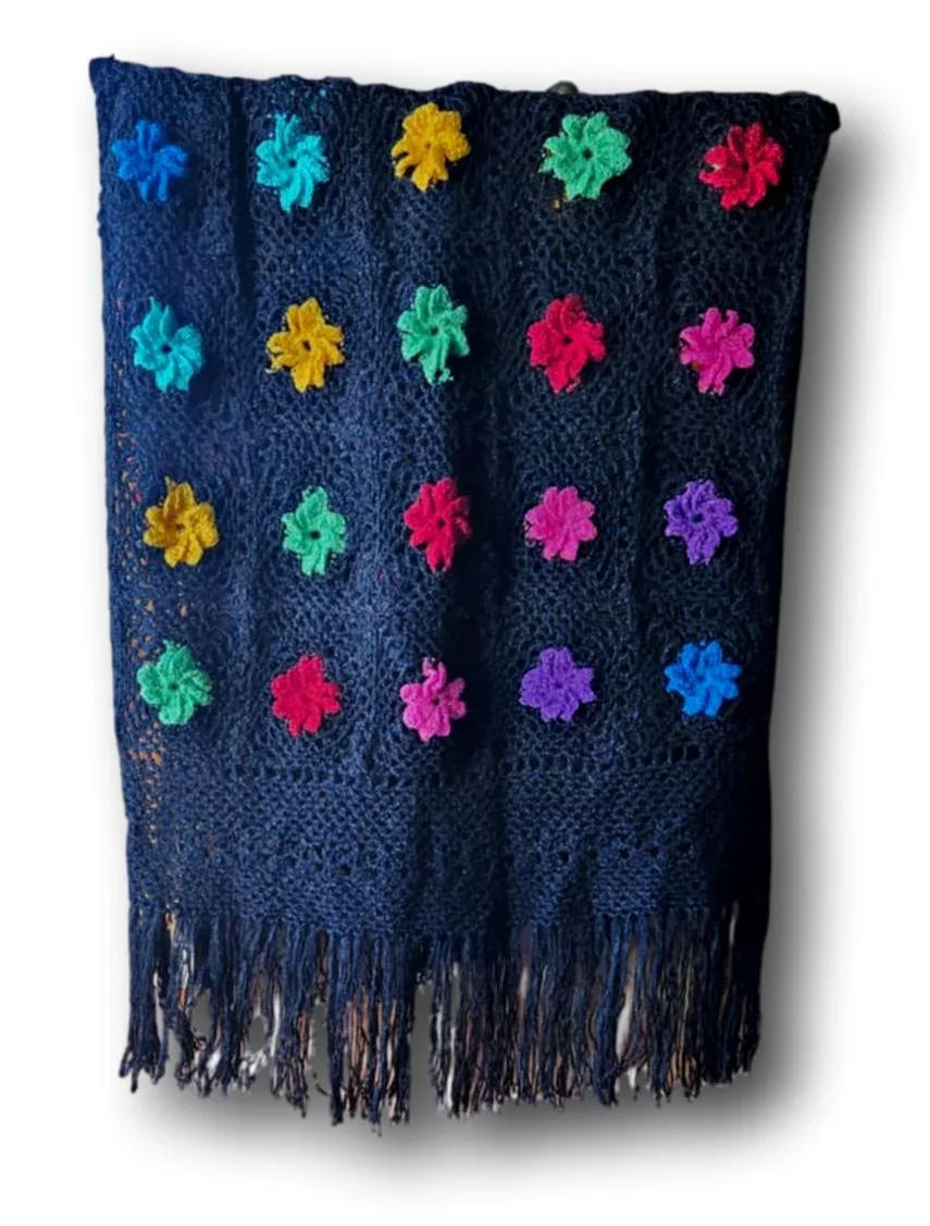 Handcrafted Knit Shawl with Fringe – Made in Mexico - Ysleta Mission Gift Shop