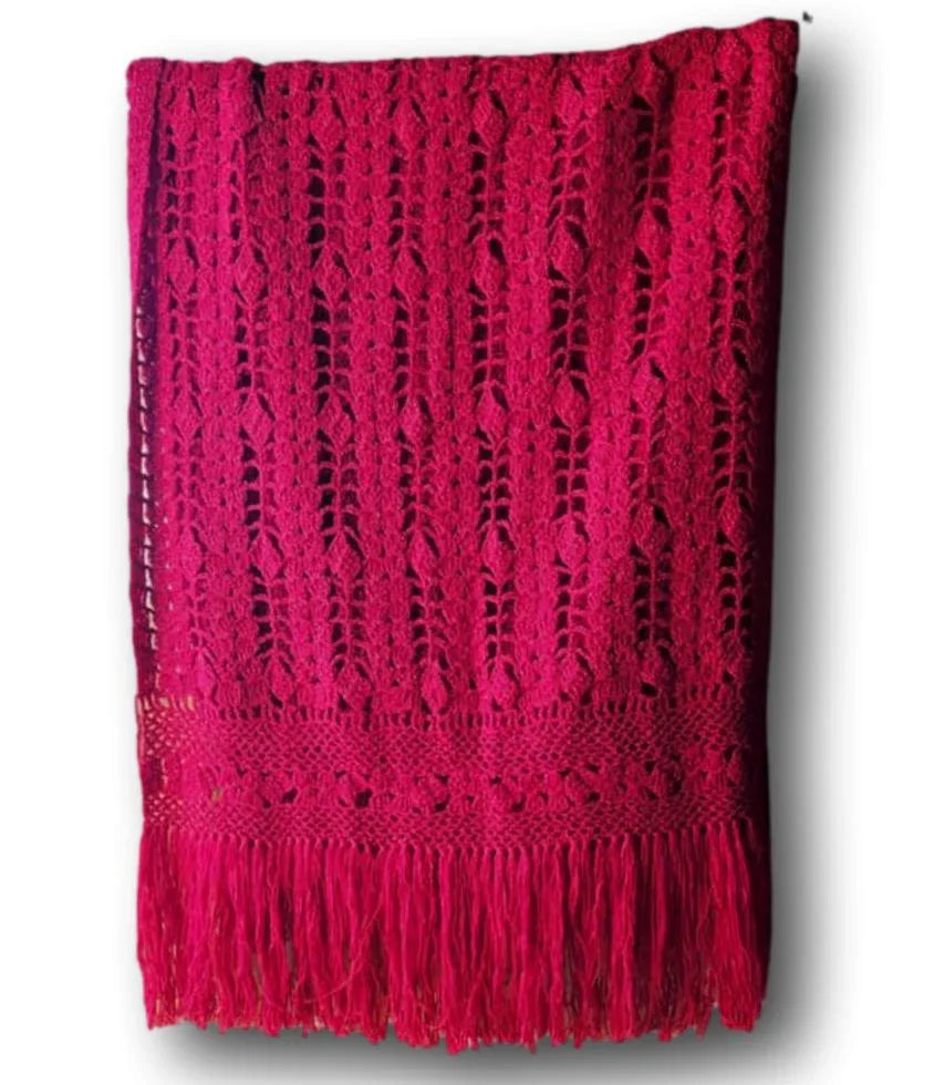 Handcrafted Knit Shawl with Fringe – Made in Mexico - Ysleta Mission Gift Shop