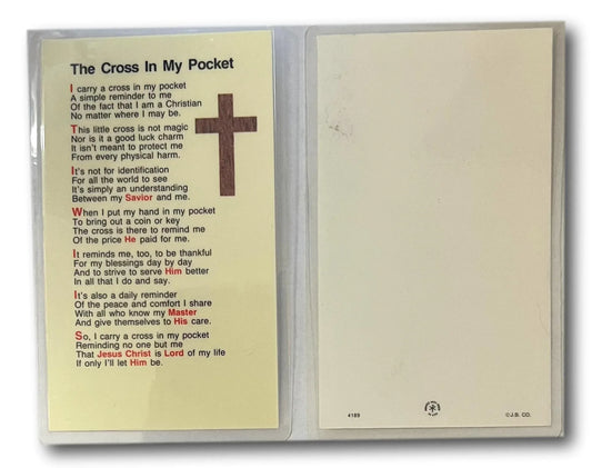 The Cross in My Pocket – Laminated Prayer Card | Rare English Christian Pocket Blessing - Ysleta Mission Gift Shop