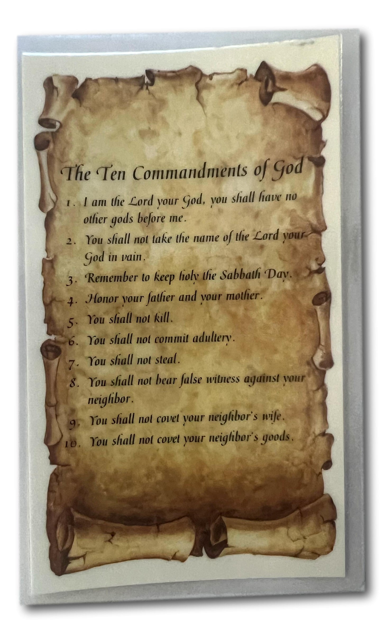 The Ten Commandments – Laminated Prayer Card in English | Hard-to-Find Catholic Devotional