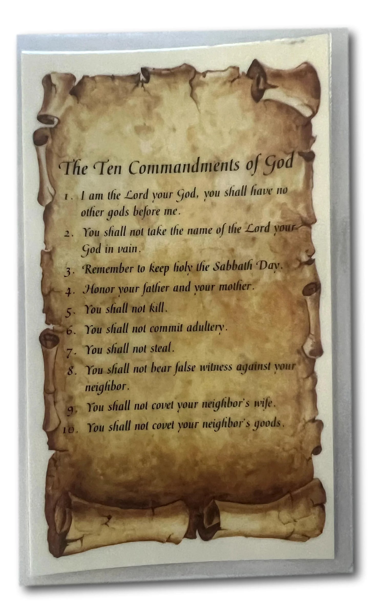 The Ten Commandments – Laminated Prayer Card in English | Hard-to-Find Catholic Devotional - Ysleta Mission Gift Shop