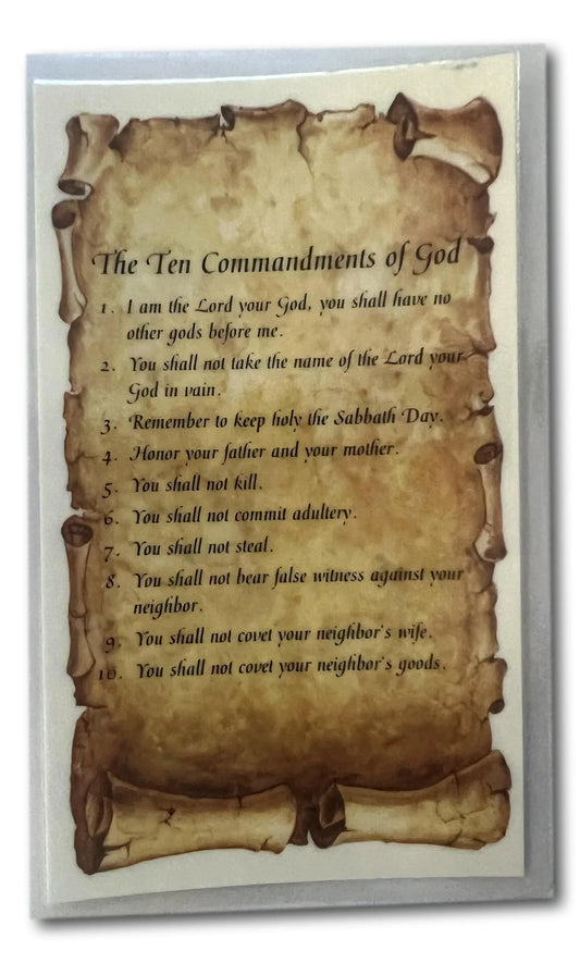 The Ten Commandments – Laminated Prayer Card in English | Hard-to-Find Catholic Devotional - Ysleta Mission Gift Shop