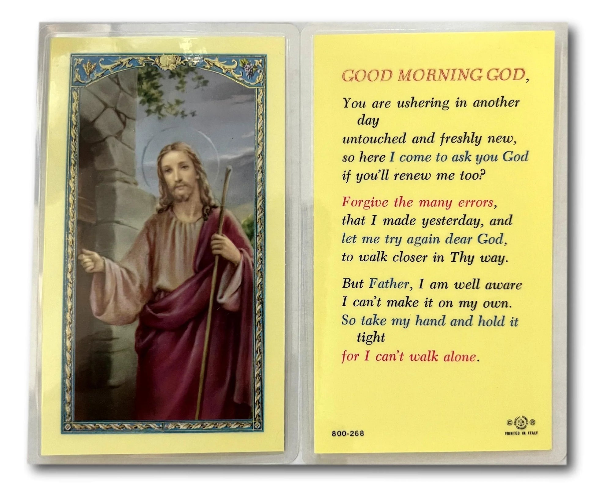 Good Morning God – Laminated Prayer Card | Joyful Start to the Day Catholic Devotional - Ysleta Mission Gift Shop