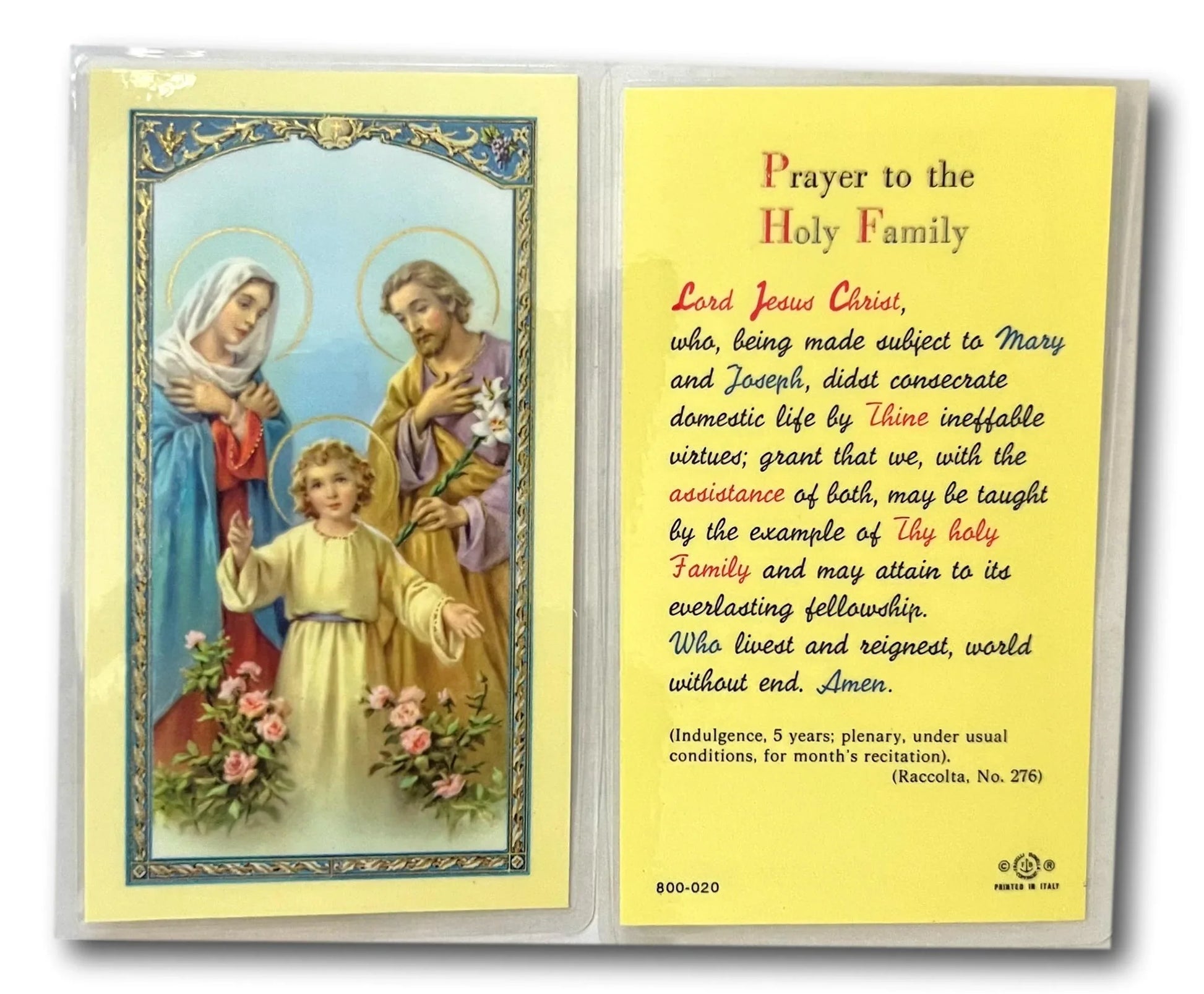 Prayer to the Holy Family – Laminated Devotional Card | Catholic Unity and Home Blessing - Ysleta Mission Gift Shop