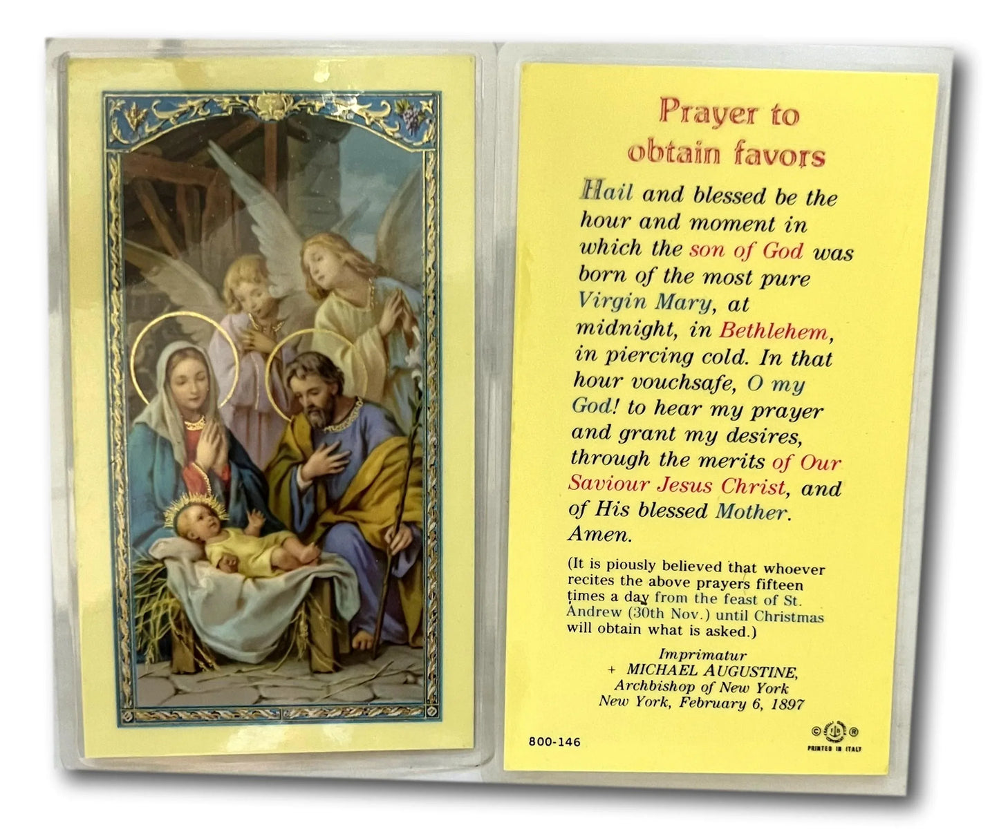 Prayer to Obtain Favors – Laminated Catholic Devotional | Rare Divine Assistance Blessing - Ysleta Mission Gift Shop