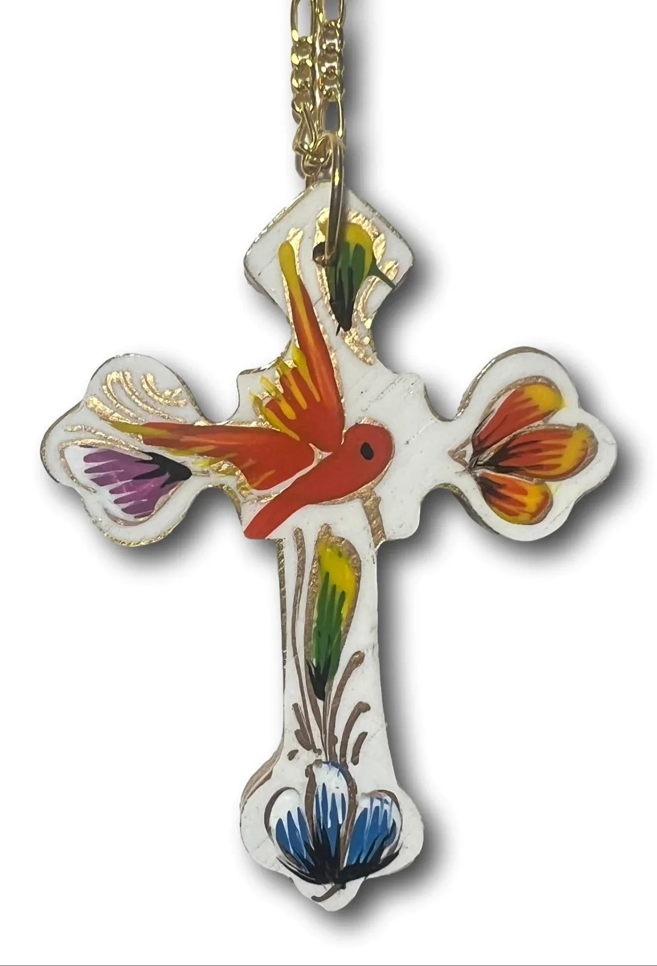 Handcrafted Painted Lacquered 3 Inch Cross Necklace with Keepsake Box - Ysleta Mission Gift Shop