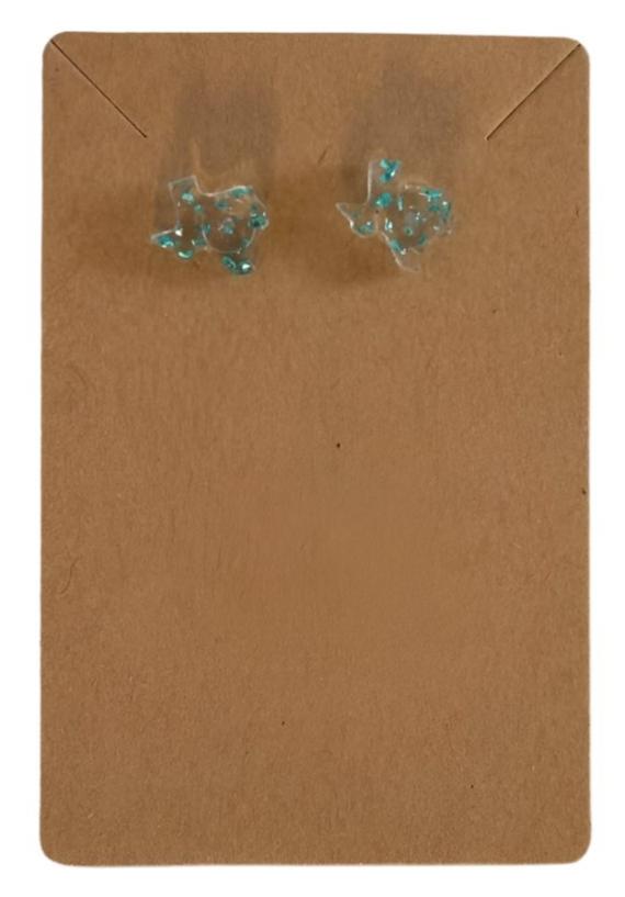 Mini Texas Earrings – Polymer Clay & Resin with 18K Gold Plated Stainless Steel Studs - Ysleta Mission Gift Shop